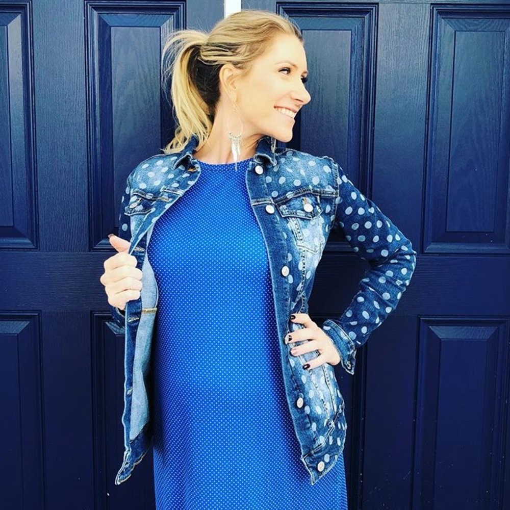Super-Cute!!! Blue Polka-Dot LuLaRoe Maria Dress